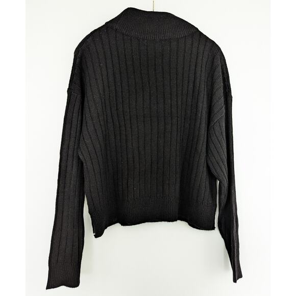 Black Knit Ribbed Sweater Funnel Neck Topshop - Picture 9 of 12